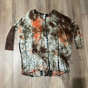 Crepas Tie-Dye Women's Top - Brown and Orange Small